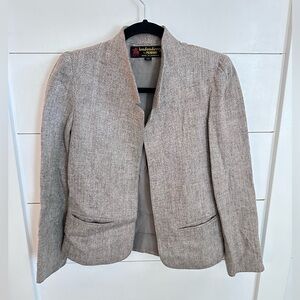 VTG LONDONDERRY 5/6 Wool beige tweed pleated shoulder blazer Y2K Business Casual